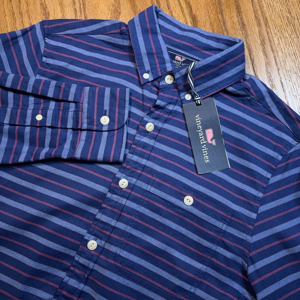 Vineyard Vines Shirt Mens XS Andros Slim Longshore Blue Stripe Button Up NWT